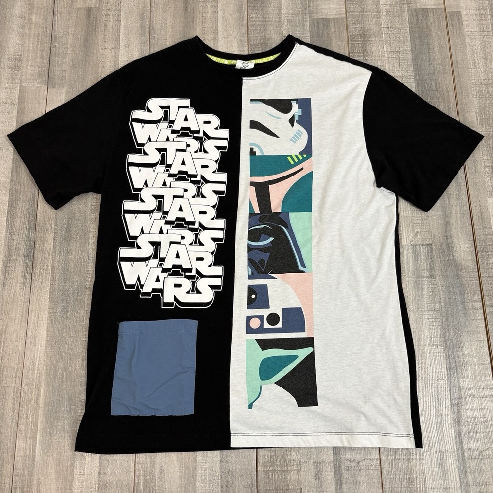 Star Wars Mens Large Graphic Stormtrooper Darth Vader Color Block Pocket Tee L